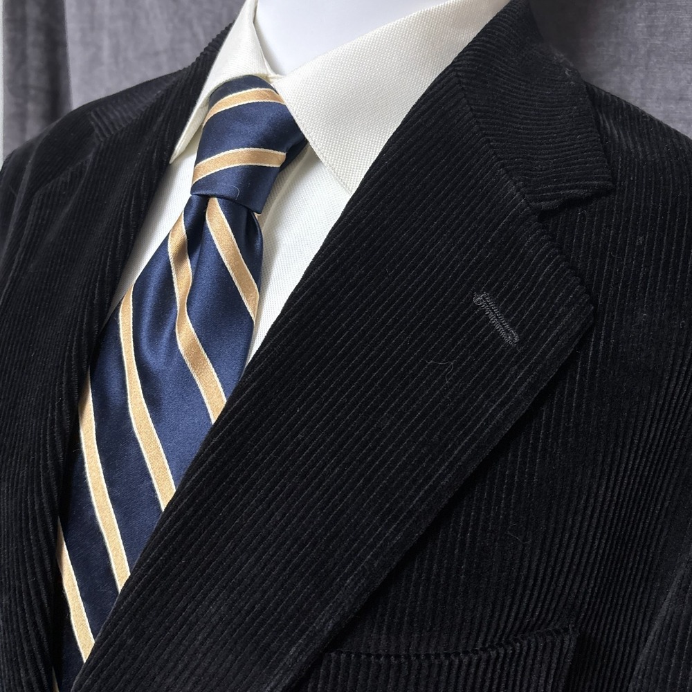 Vintage JG Hook Sport Coat 42R Black‎ Corduroy Blazer Jacket Classic Casual Fall